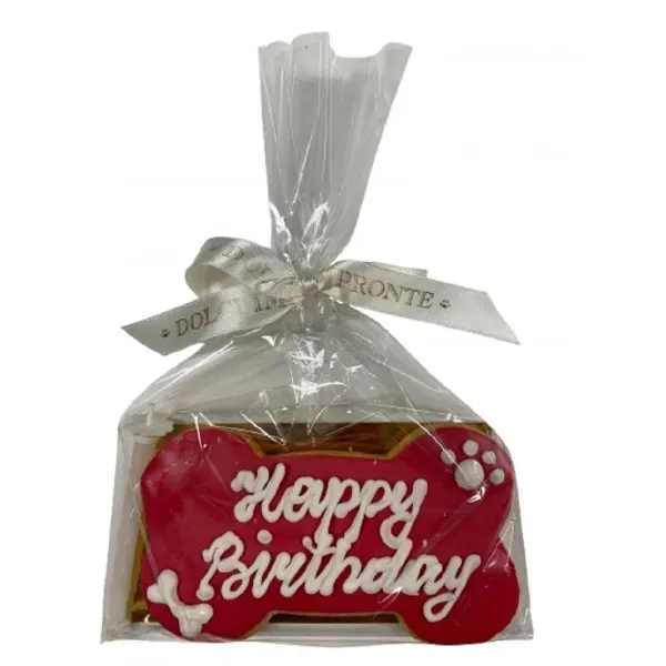 Gâteau d'anniversaire artisanal pour chien - Rose - Os