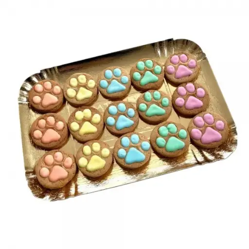Biscuit patte de chien artisanal glaçage coloré pour chien